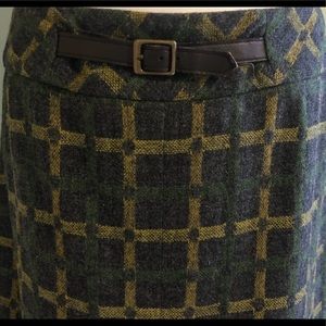 Loft Wool Blend Plaid Skirt